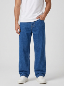 Men's Loose Fit Wide Leg Jeans in Royal Blue