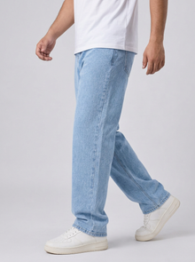 Men's Loose Fit Wide Leg Jeans in Light Blue – image 5