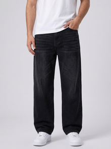 Men's Loose Fit Wide Leg Jeans in Black