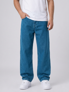Men's Loose Fit Wide Leg Jeans in Dark Cyan
