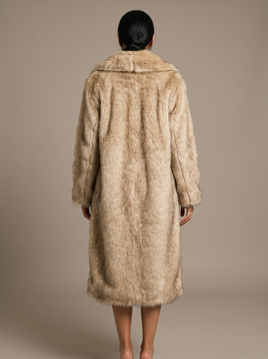 Women's Faux Fur Statement Coat – back view