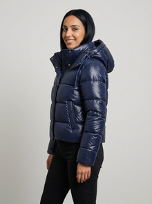 Women's Hooded Puffer Jacket in Navy – image 2