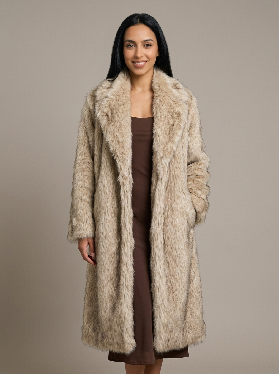 Women's Faux Fur Statement Coat – front view