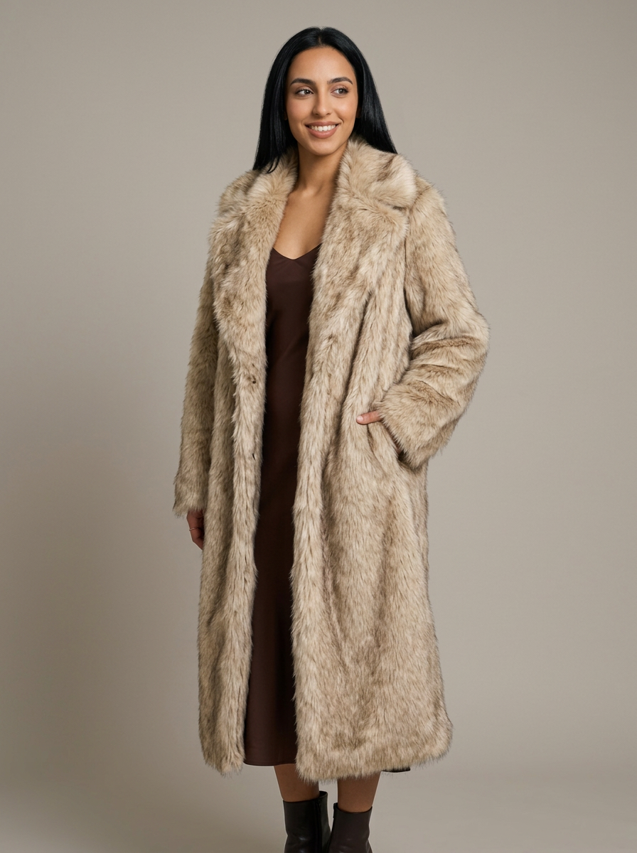 Women's Faux Fur Statement Coat – front view