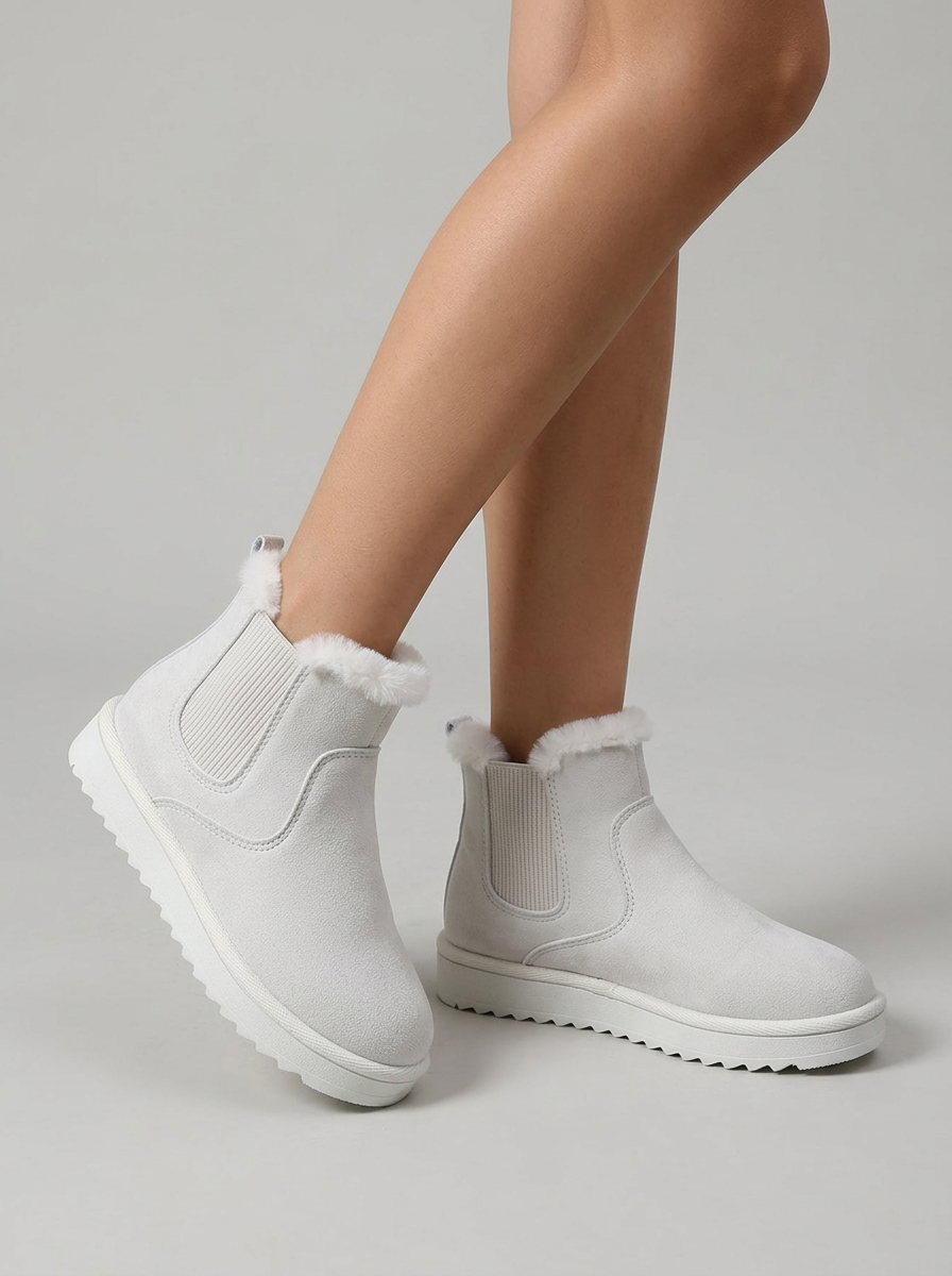 Women's Waterproof Insulated Winter Boots in White – front view