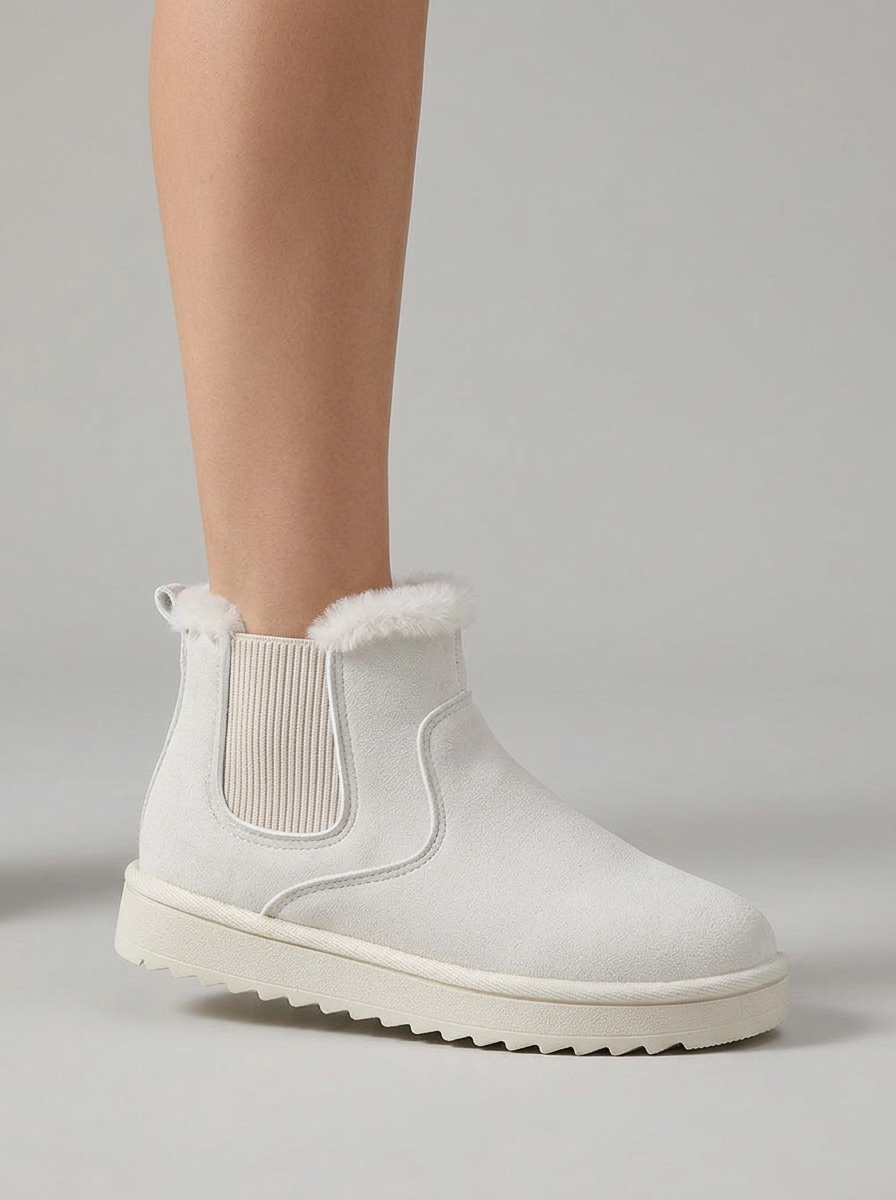 Women's Waterproof Insulated Winter Boots in White – close-up