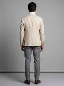 Men's Relaxed Linen Blend Blazer in Cream – back view
