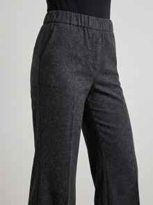 Women's Wool Blend Flare Trousers in Dark Grey – close-up