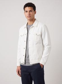 Men's Classic Denim Trucker Jacket in White