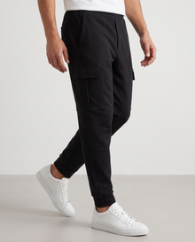 Men's Stretch Cotton Cargo Joggers in Black