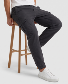 Men's Stretch Cotton Cargo Joggers in Charcoal