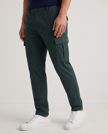 Men's Stretch Cotton Cargo Joggers in Navy Green