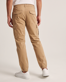 Men's Stretch Cotton Cargo Joggers in Desert Sand – back view