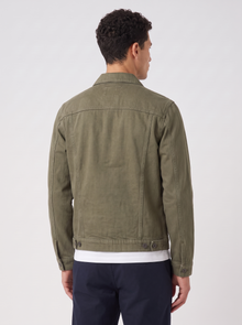 Men's Classic Denim Trucker Jacket in Green – back view