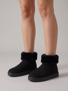 Women's Fleece Lined Slipper Boots in Black