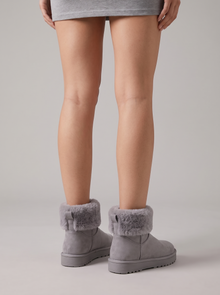 Women's Fleece Lined Slipper Boots in Grey – back view