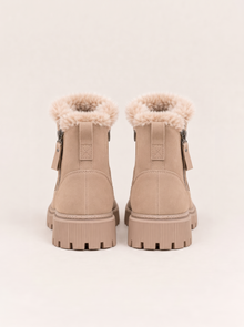 Women's Waterproof Faux Fur Lined Snow Boots in Beige – detail view