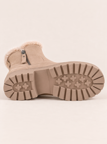 Women's Waterproof Faux Fur Lined Snow Boots in Beige – side view
