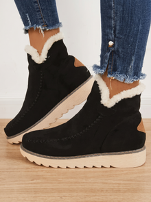 Women's Faux Fur Lined Ankle Boots in Black