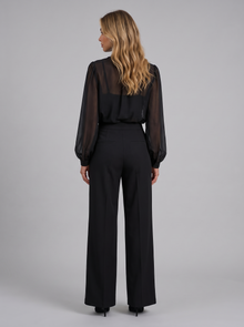 Women's Three Piece Wide Leg Trouser Set in Black – back view