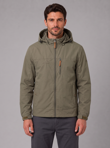 Men's Hooded Windbreaker Jacket in Khaki – front view