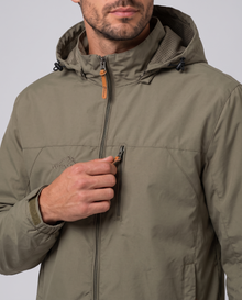 Men's Hooded Windbreaker Jacket in Khaki – close-up