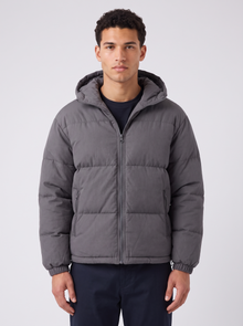 Unisex Oversized Hooded Puffer Jacket in Dark Grey – front view