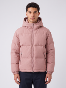 Unisex Oversized Hooded Puffer Jacket in Pink – front view