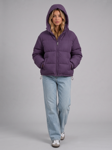 Unisex Oversized Hooded Puffer Jacket in Purple – image 2