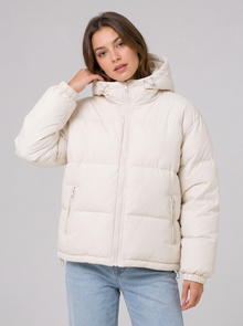 Unisex Oversized Hooded Puffer Jacket in Off-White – image 2