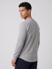 Men's Waffle Knit Henley - Light Gray - Back