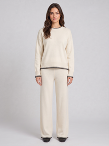 Cream knitted co-ord set, front view
