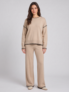 Beige knitted co-ord set, front view