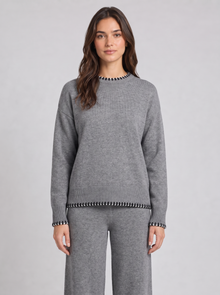 Grey knitted co-ord set, front view