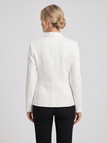 Women's textured tailored blazer in white, back view