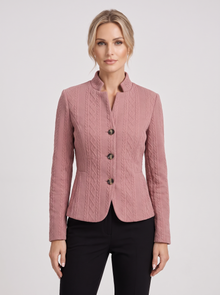 Women's textured tailored blazer in pink, front view