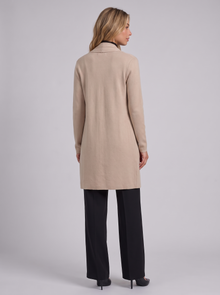 Women's Open Front Cardigan in Beige - back view