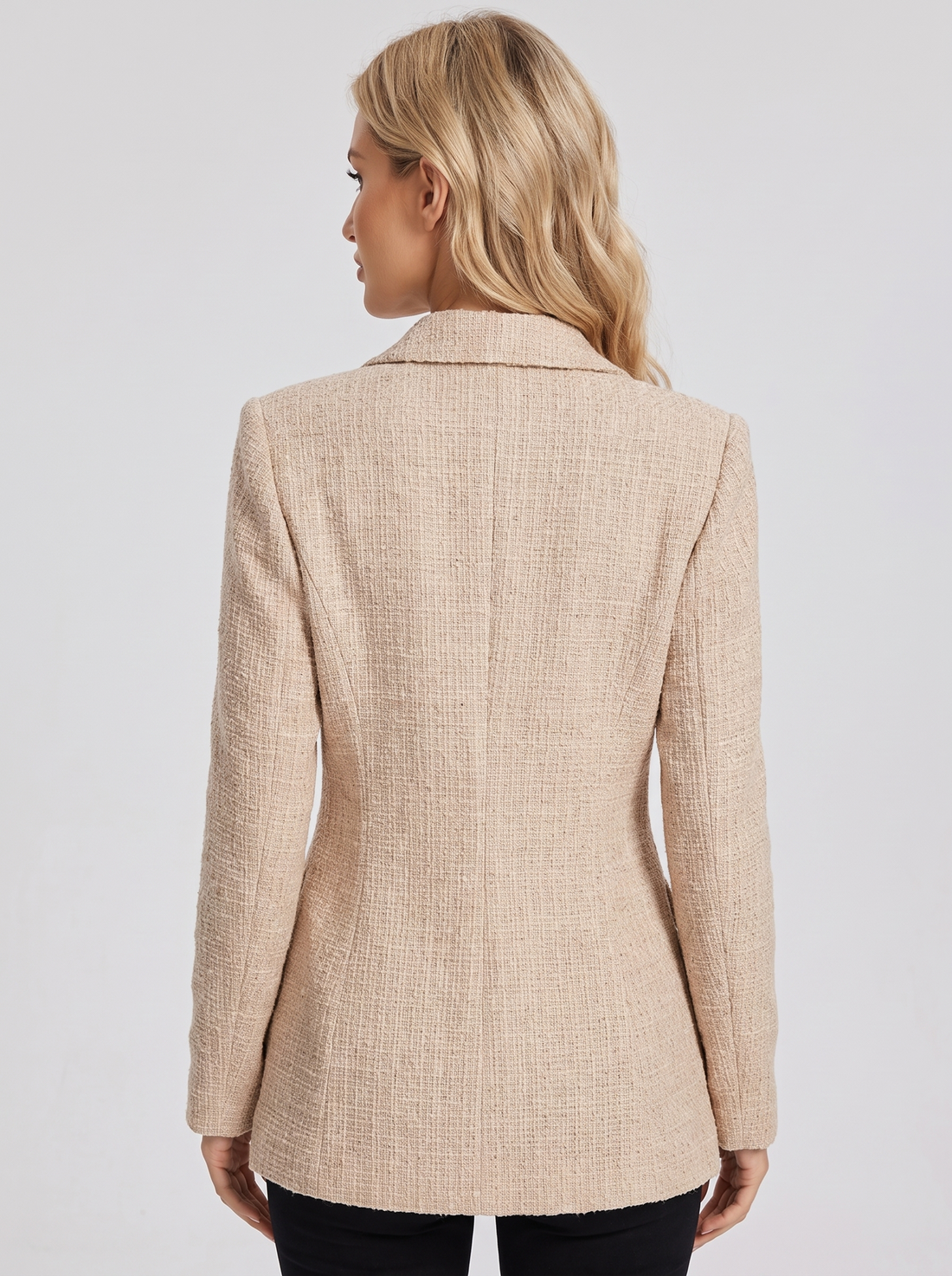 Soft Beige Tweed Blazer back