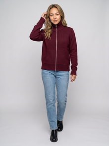 Burgundy Zip Up Knitted Cardigan front