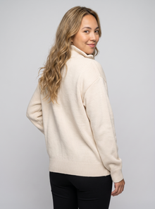 Cream Zip Up Knitted Cardigan back