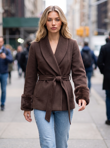 Brown Belted Wrap Coat lifestyle