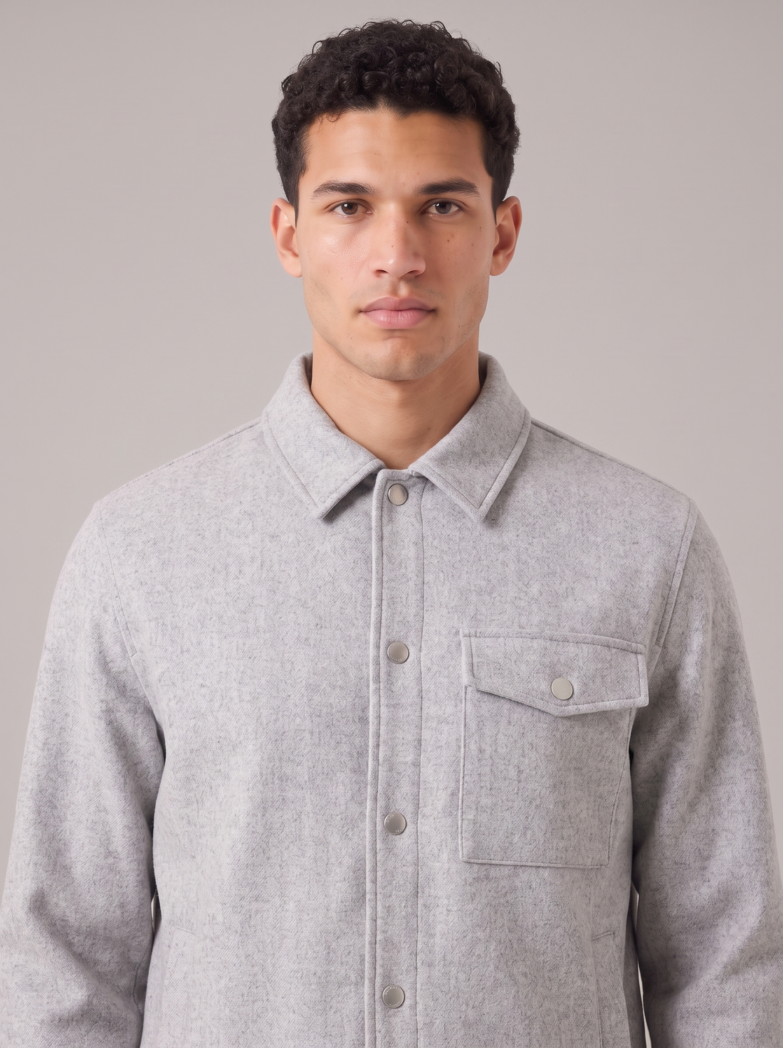 Men's Overshirt Co Ord Set in Light Grey – view 4