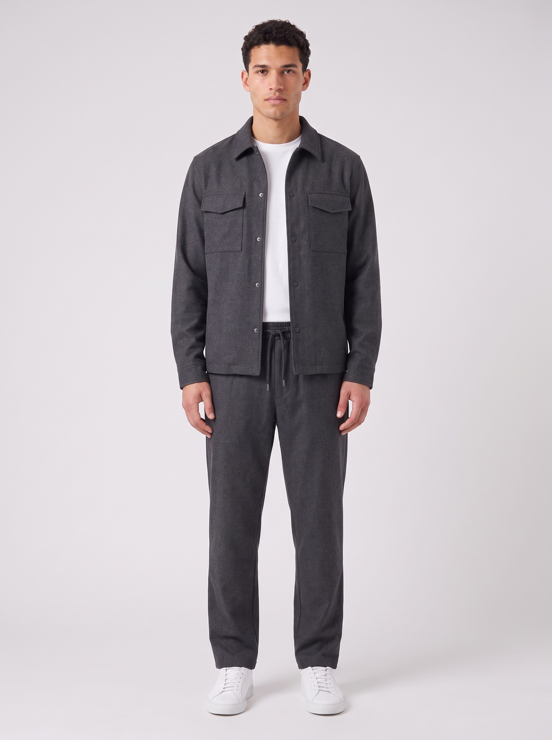 Men's Overshirt Co Ord Set in Dark Grey