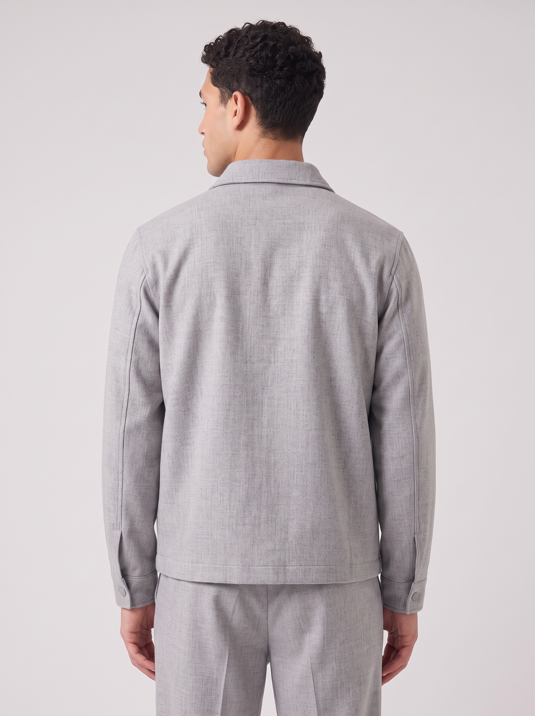 Men's Overshirt Co Ord Set in Light Grey – view 3