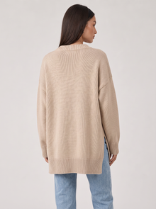 Women's Oversized High Neck Jumper in Beige – view 3
