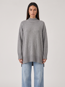 Women's Oversized High Neck Jumper in Grey