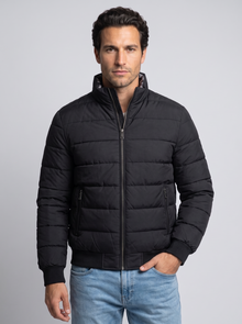 Men's Quilted Bomber Jacket in Black