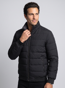 Men's Quilted Bomber Jacket in Black – view 3