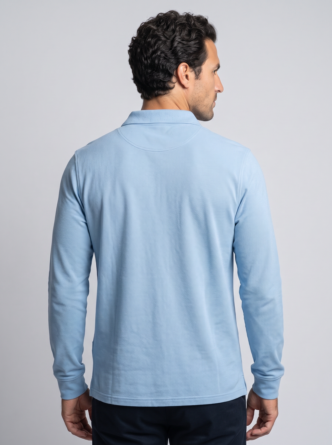 Men's Long Sleeve Polo Shirt in Blue