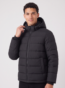 Men's Hooded Puffer Jacket in Black – view 2